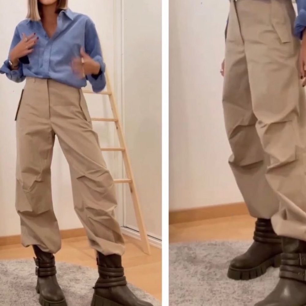 Zara Cargo Parachute Pants